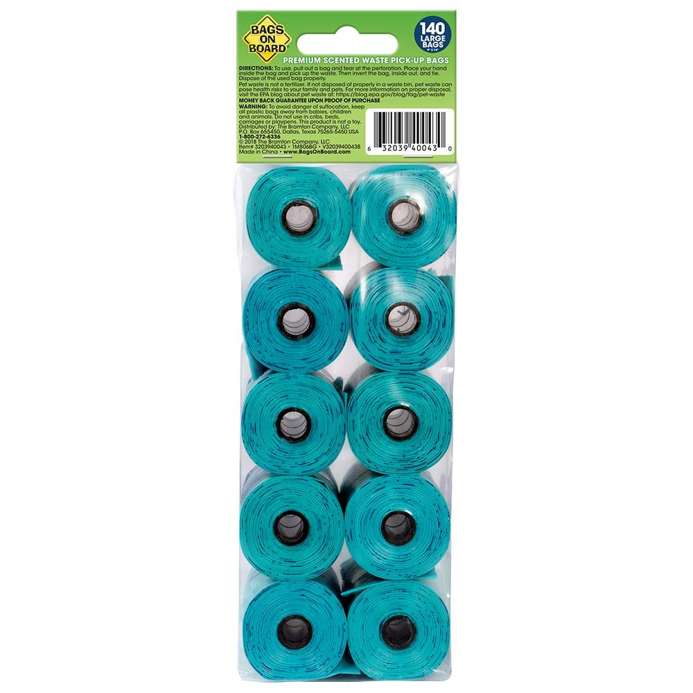 Bags on Board dispenser-compatible cleanup bags for quick use.