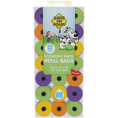 Bags on Board dog poop bags in box packaging for easy storage and quick access