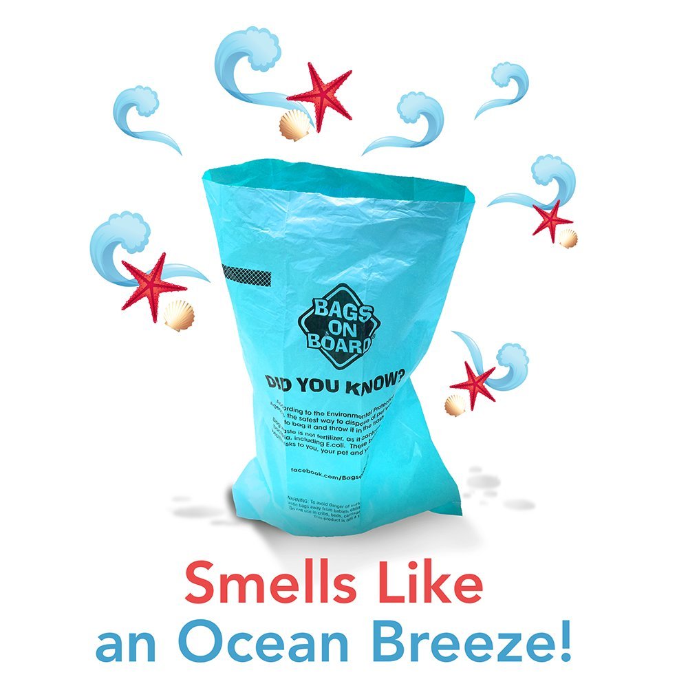 Bags on Board Ocean Breeze scent masks odors on walks.