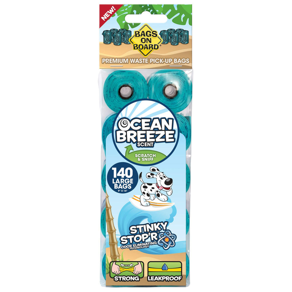 Bags on Board Ocean Breeze turquoise bags for odor control during walks.