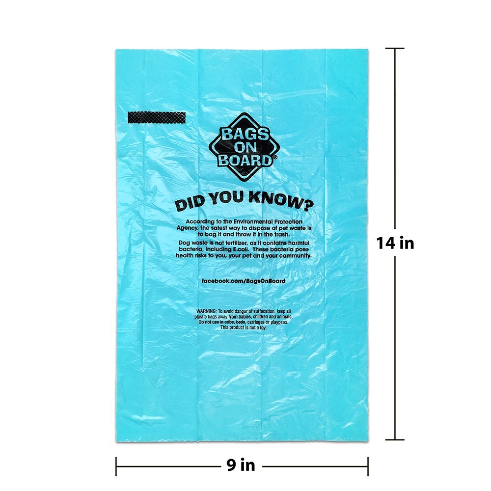 Bags on Board turquoise waste bags fit most dispensers.