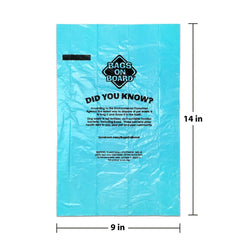 Bags on Board turquoise waste bags fit most dispensers.