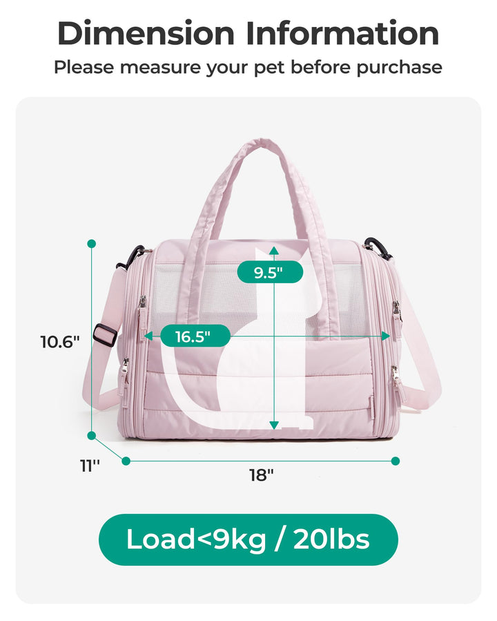 BAGSMART Cat Carrier interior with secure leash for pet safety.