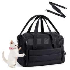 BAGSMART soft-sided cat carrier in quilted design for cozy travel use