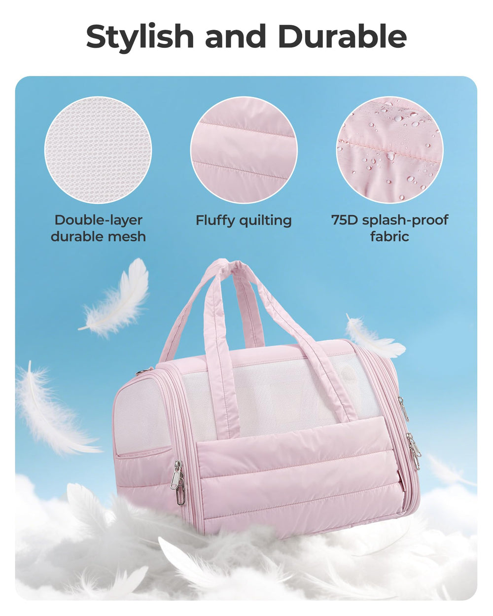 BAGSMART Cat Carrier breathable mesh side shows ventilation and pet visibility.