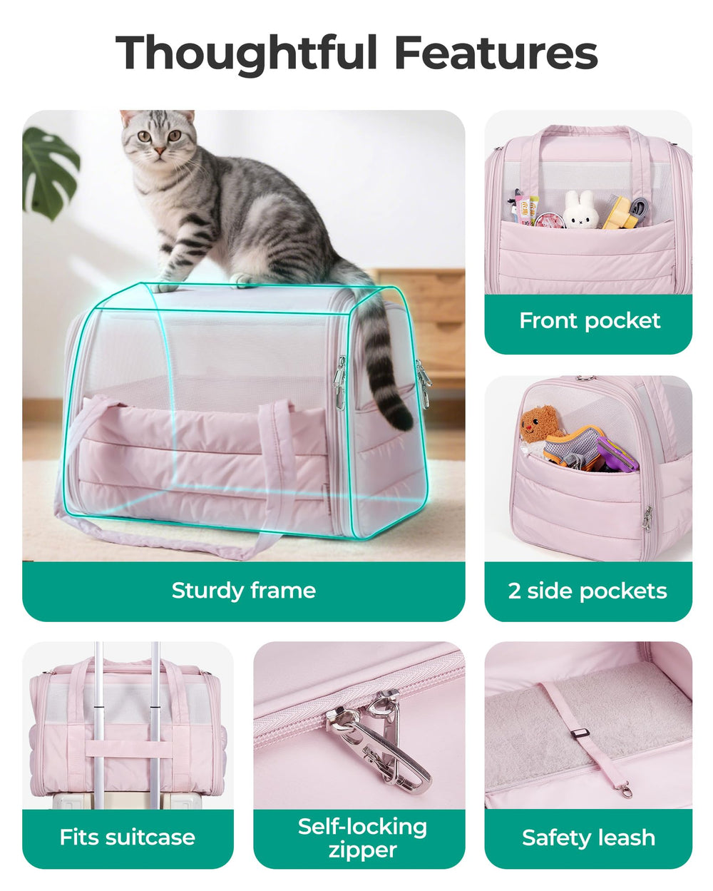 BAGSMART Cat Carrier entry points image demonstrates convenient access for pets.