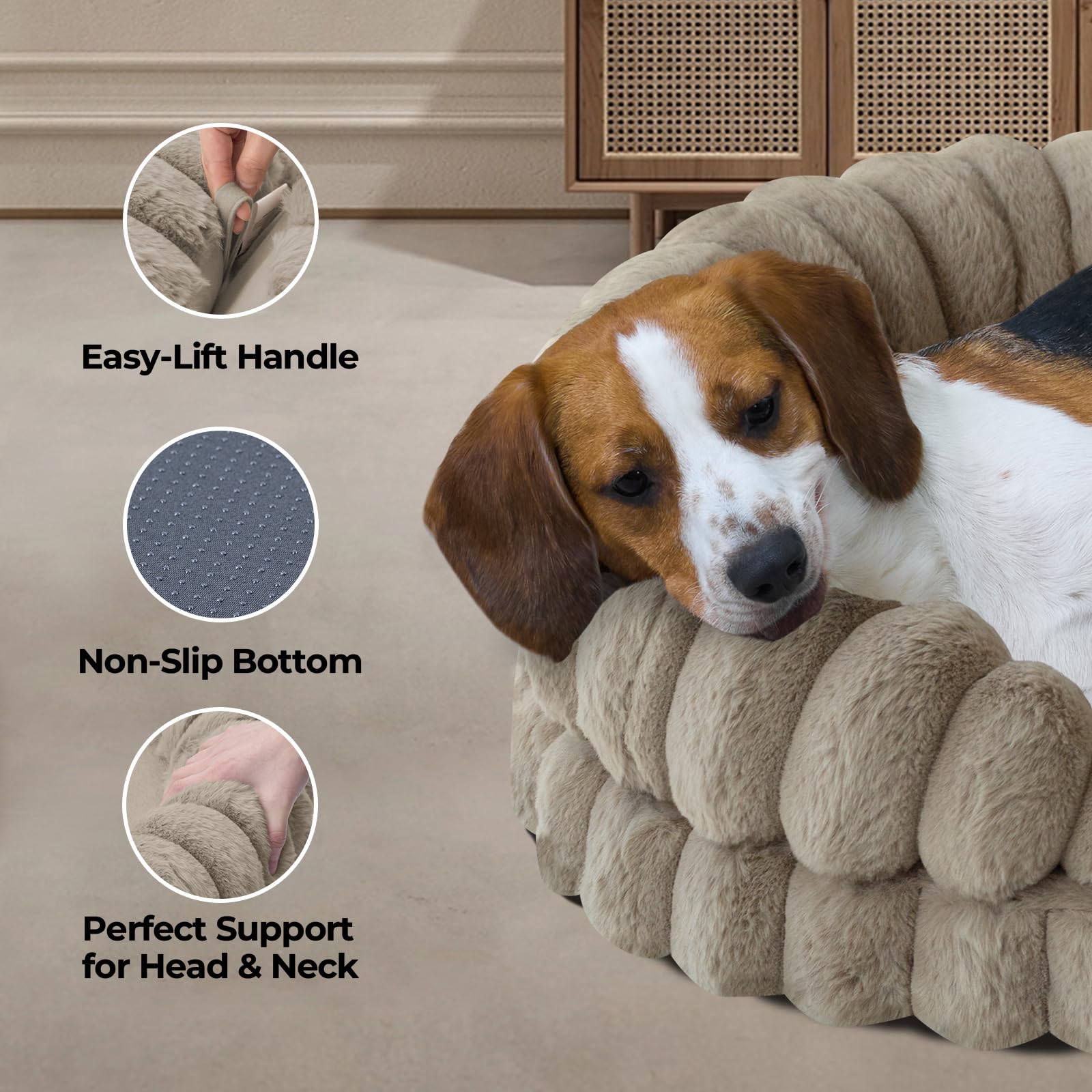 BALANCE bed with non-slip bottom shown on a slick floor for safe lounging