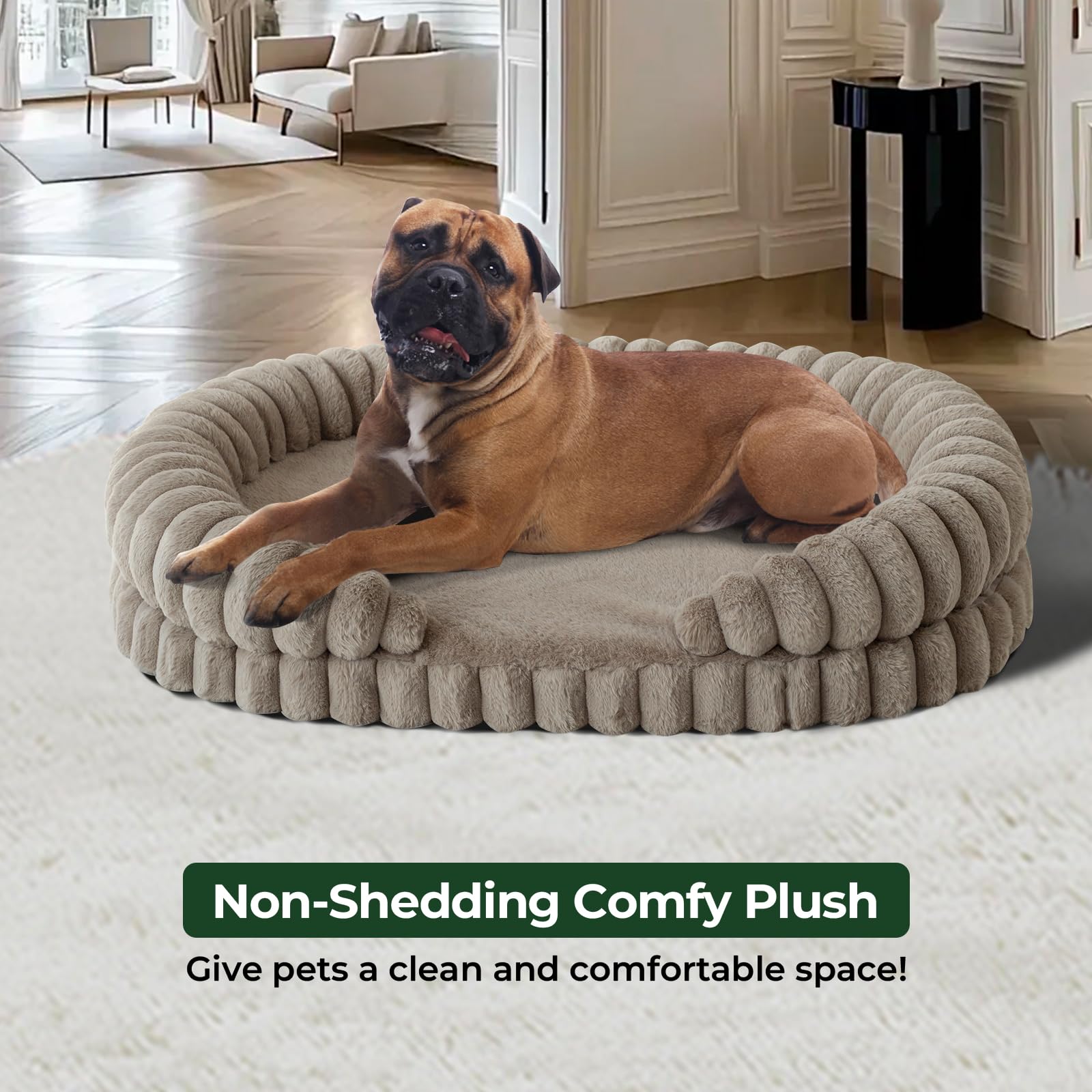 BALANCE Calming Dog Bed oval foam inner egg crate demonstrating ergonomic weight distribution.