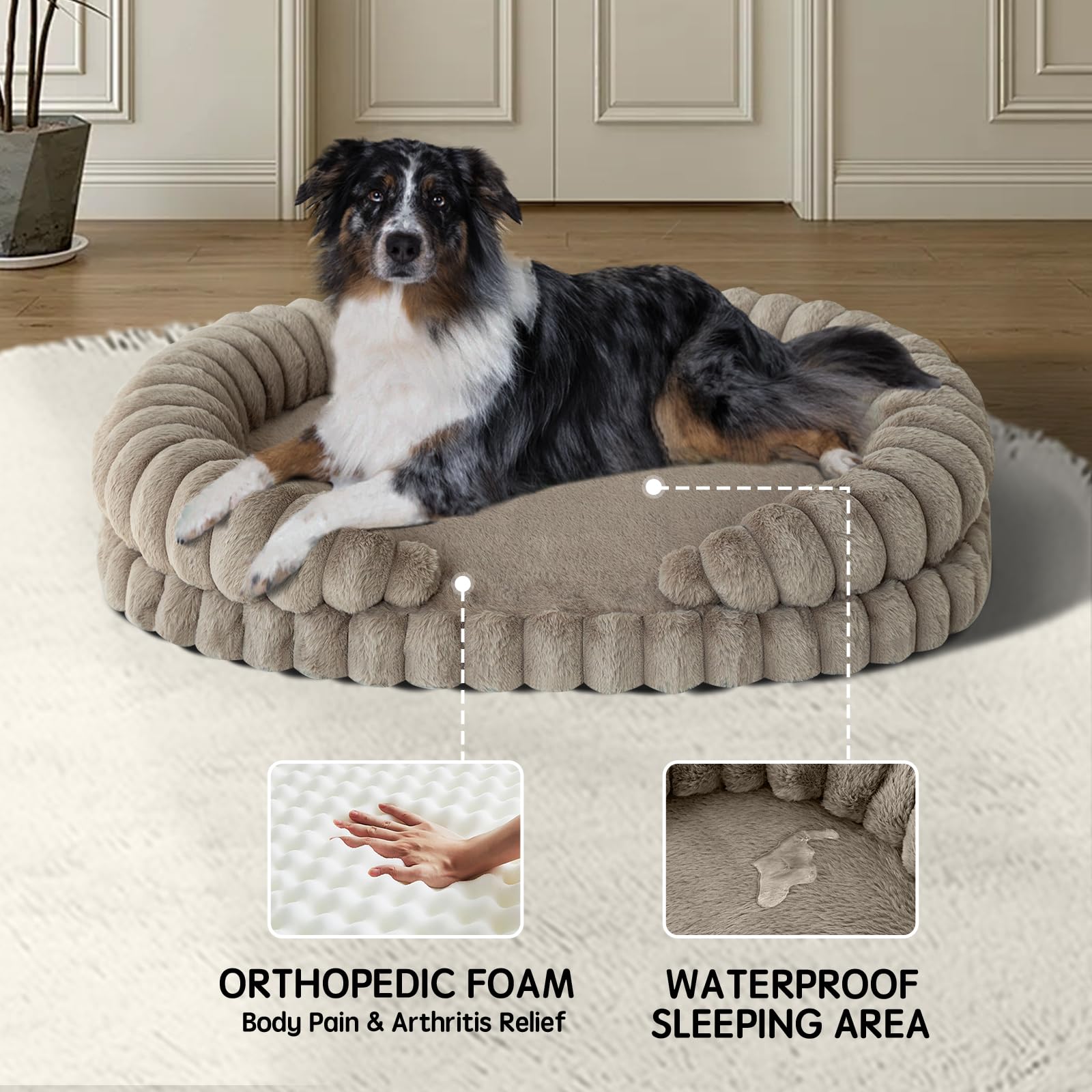 BALANCE calming dog bed oval side bolster illustrating neck support for curling dogs