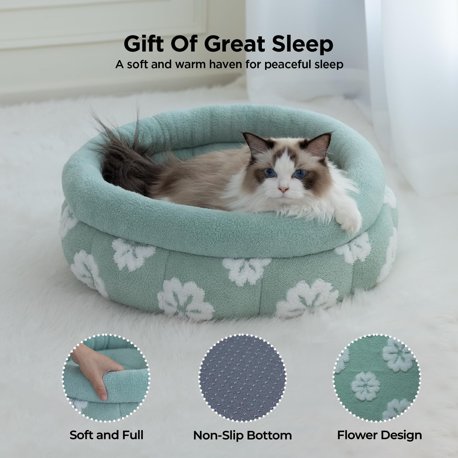 BALANCE cat bed 3D flower pattern adds stylish home flair