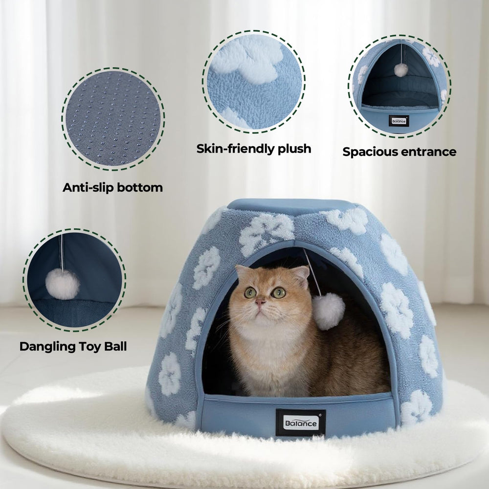 BALANCE cat bed anti-slip bottom blue stays in place on floors during use