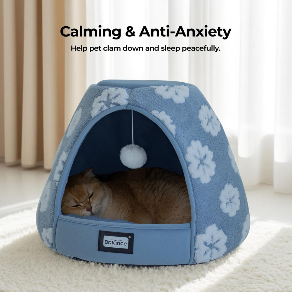 BALANCE cat bed anti-slip bottom keeps the cozy cave in place on slick floors.