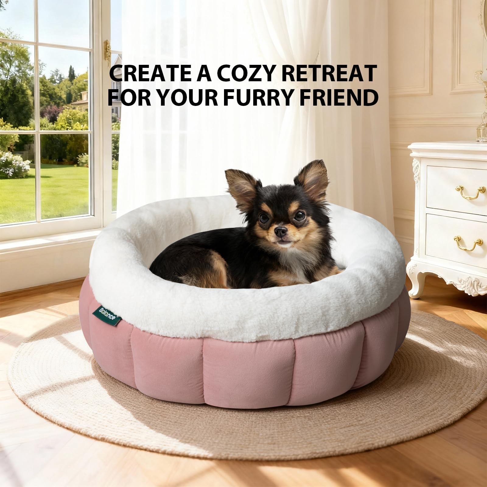 BALANCE donut bed anti-slip bottom stays put on floors.