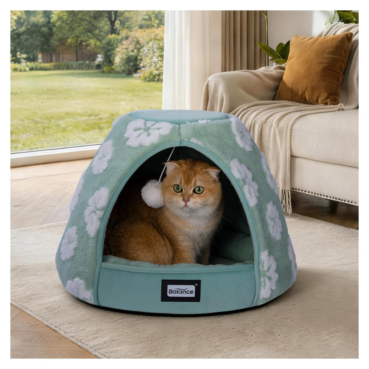 BALANCE cat-bed-cave-anti-slip-bottom for stable lounging on slick floors