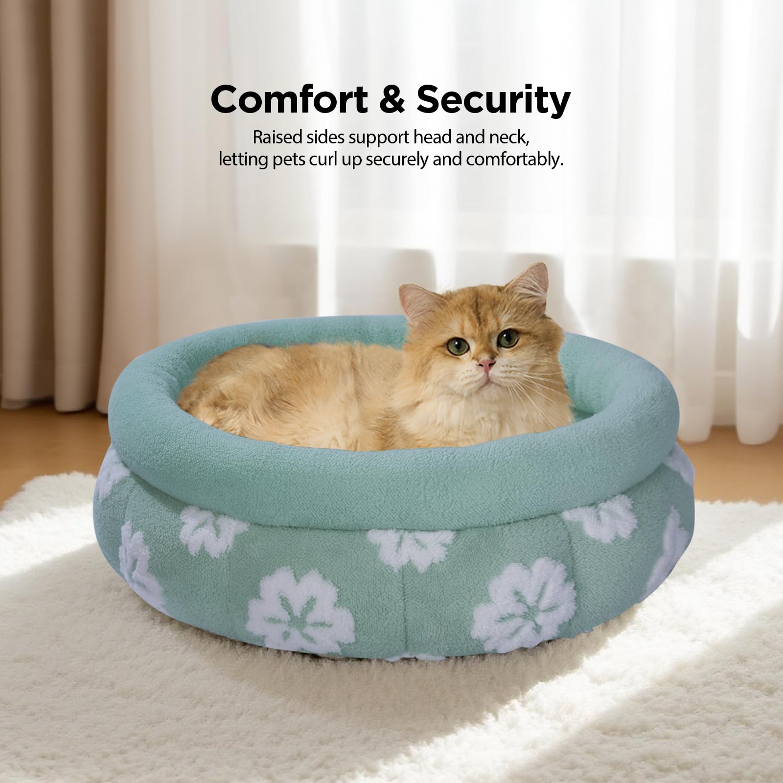 BALANCE cat bed donut top view highlights round curling space
