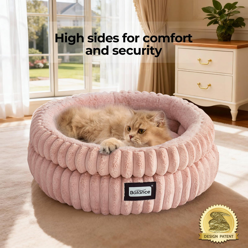 BALANCE cat bed high edge supports neck and head for curling cats.