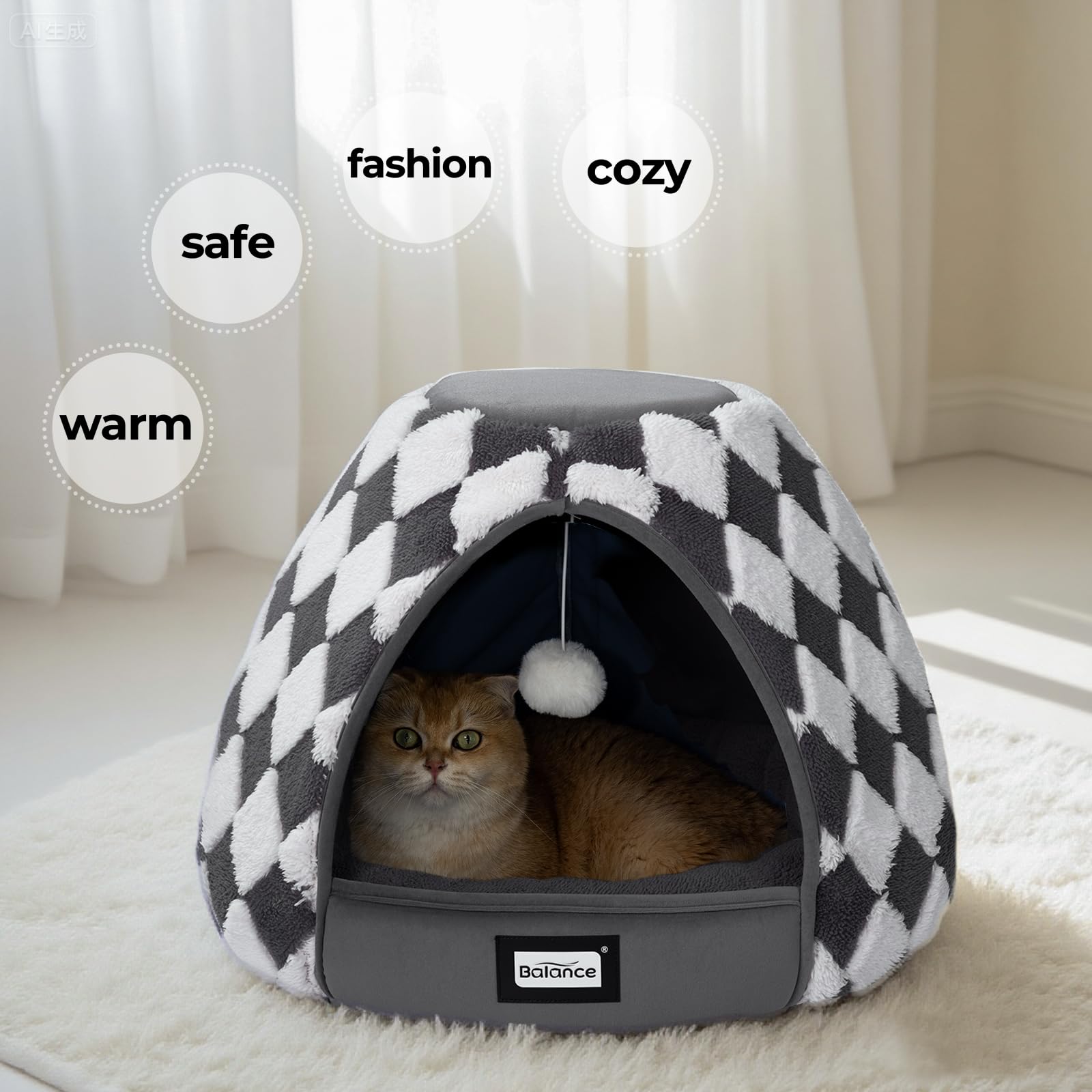 BALANCE cat bed entry hole simplifies access and retreat for pets.