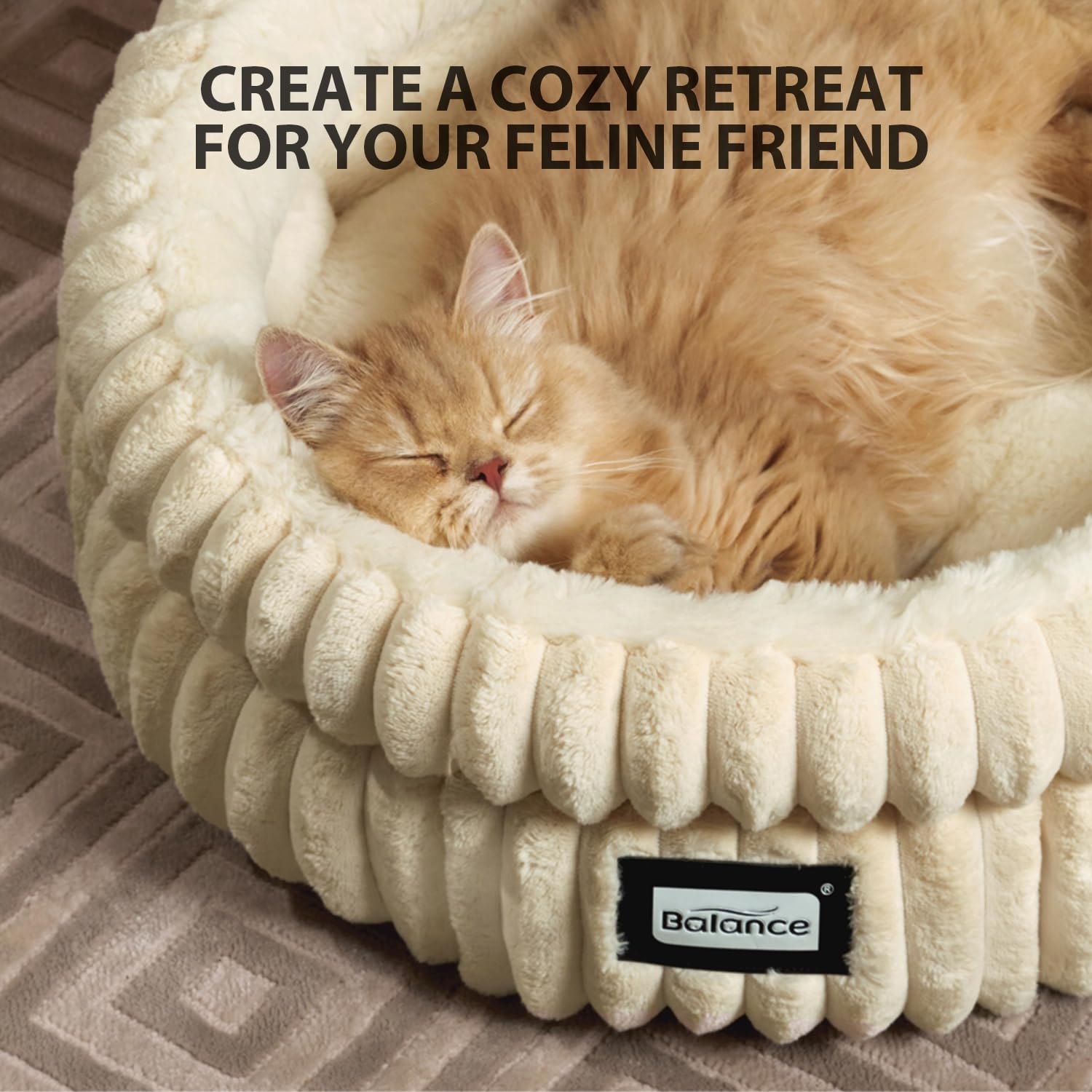 BALANCE cat bed expands after unpacking to its plush shape.