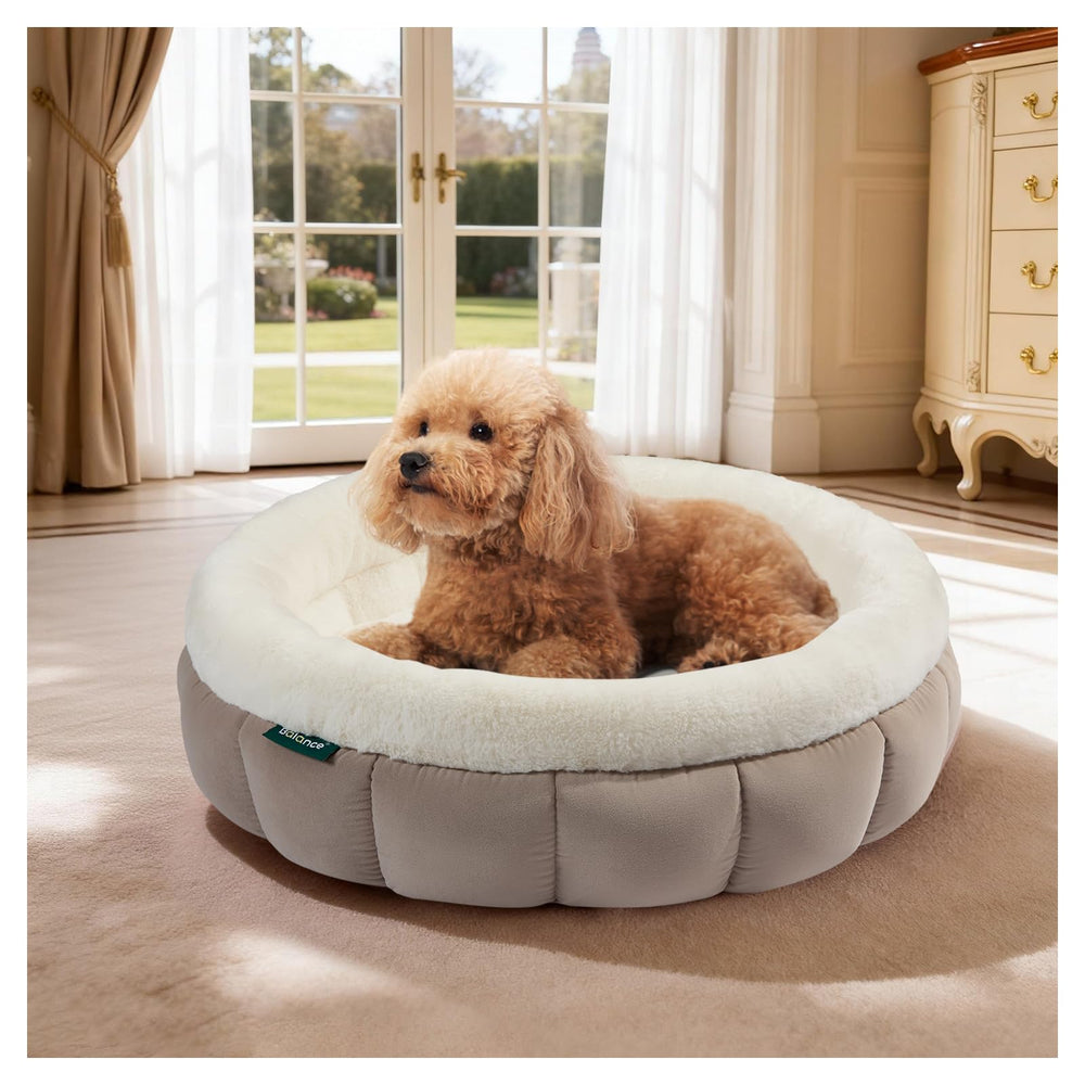 BALANCE cat bed goat round donut, front view for cozy naps