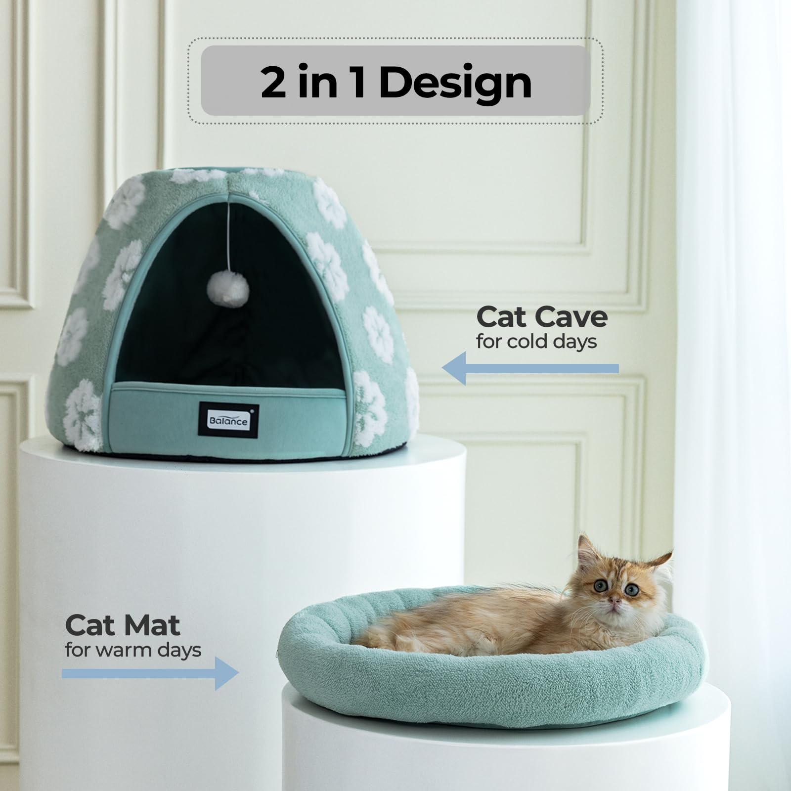 BALANCE Cat Bed green color complements modern home decor.