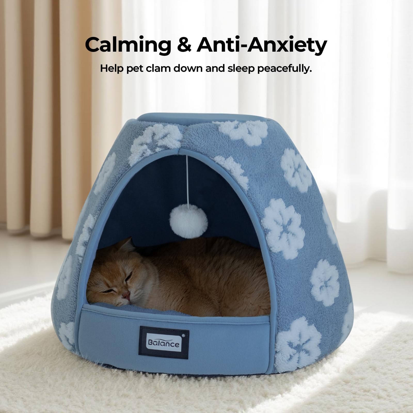 BALANCE cat bed hanging toy blue features a playful entrance accent for interactive fun