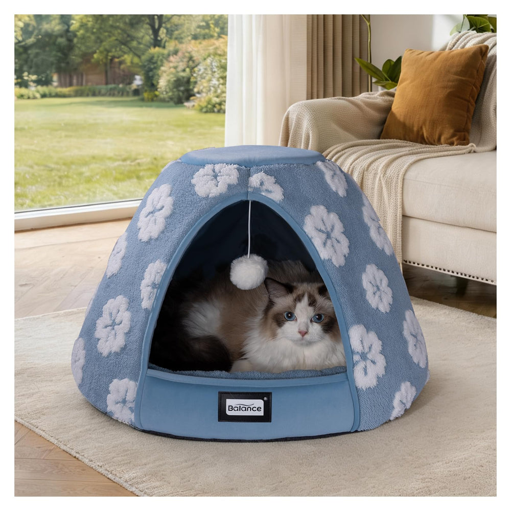 BALANCE cat bed indoor cave blue offers a cozy hideaway for kittens and small dogs