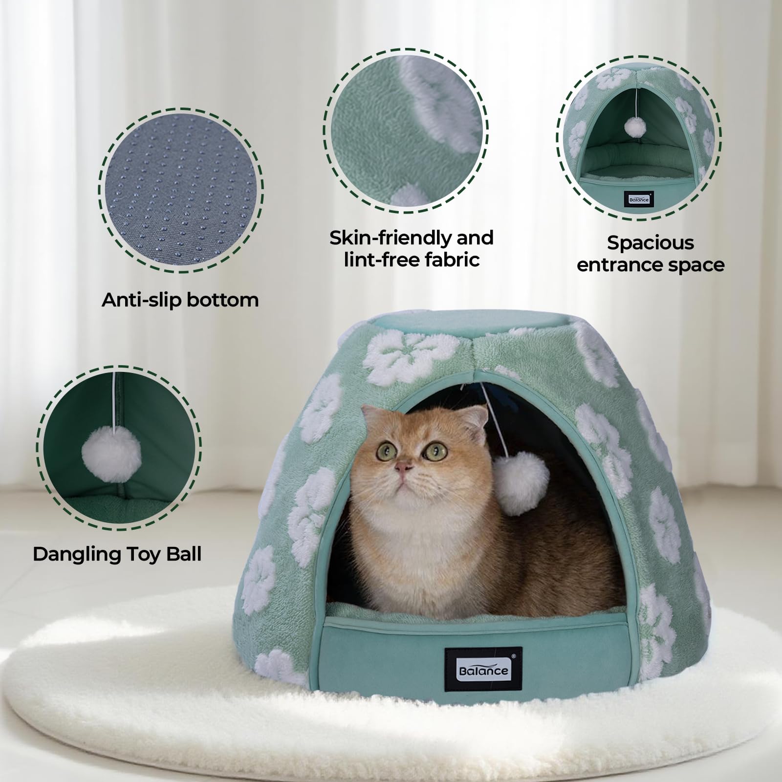 BALANCE cat-bed-jacquard-pattern blends with home décor while comforting pets