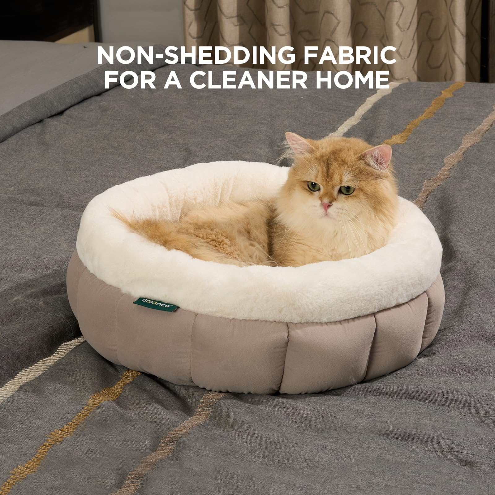 BALANCE bed with raised sides supports head and neck while curling up.