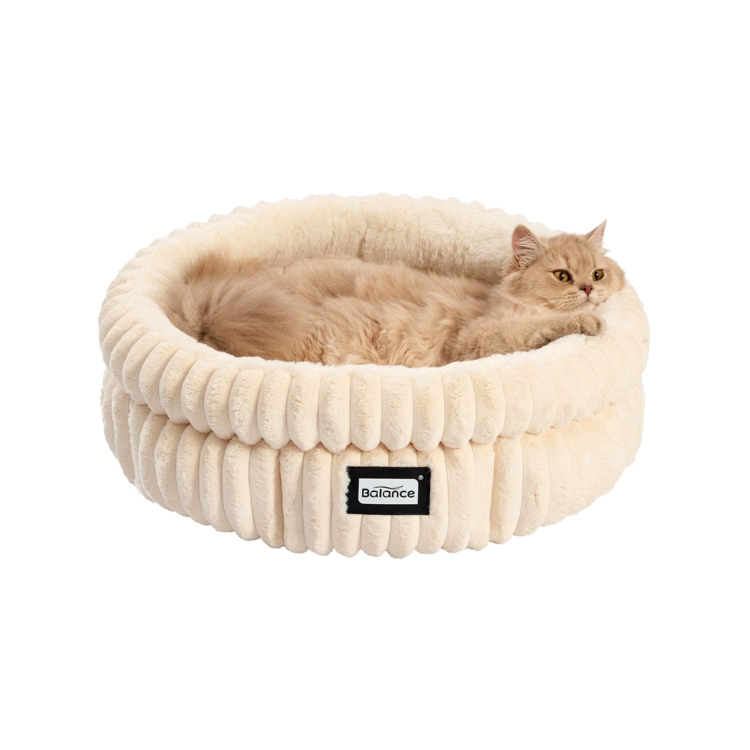 BALANCE cat bed round top view showing cozy shape with edge support for curling cats.