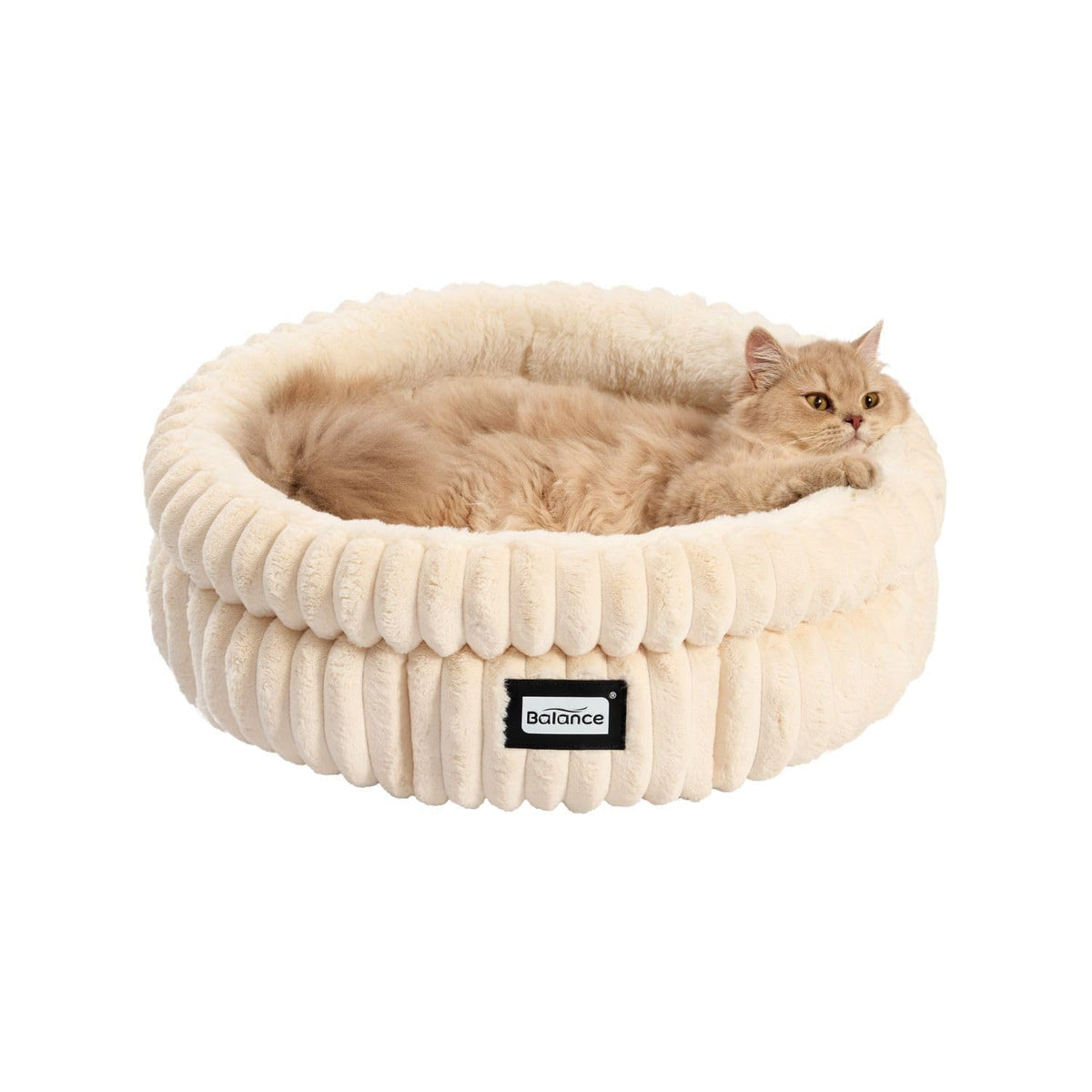BALANCE cat bed round top view showing cozy shape with edge support for curling cats.
