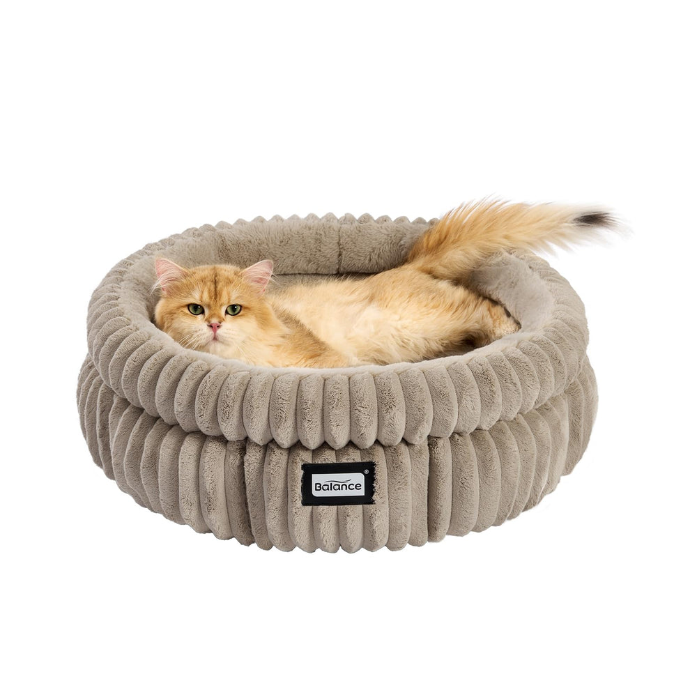 BALANCE cat bed round edge support closeup showing neck and head comfort