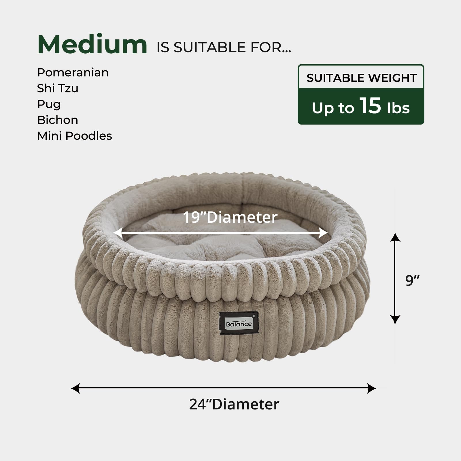 BALANCE cat bed round for curling helps pets settle in