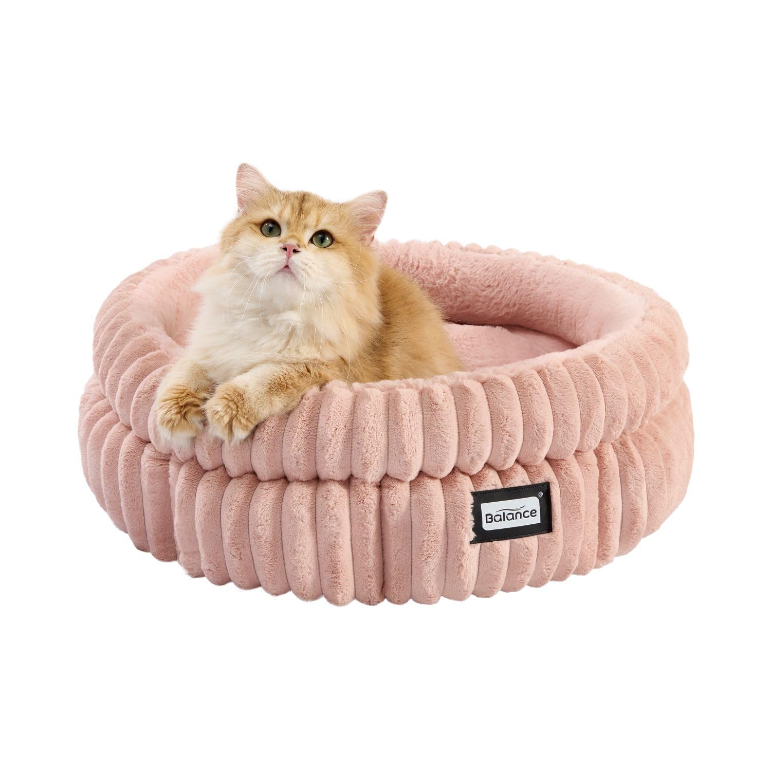 BALANCE cat bed round soft-faux-fur for cozy indoor cats