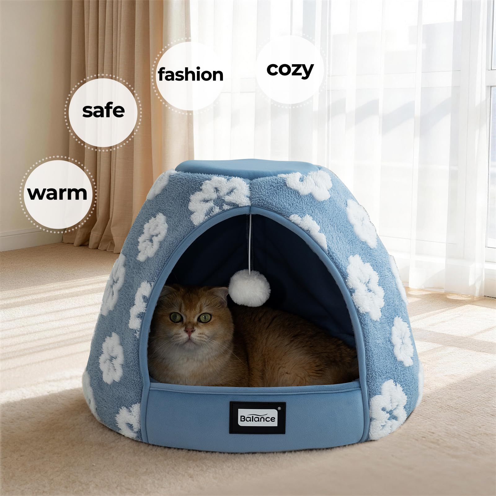 BALANCE cat bed spacious entry blue lets pets enter easily