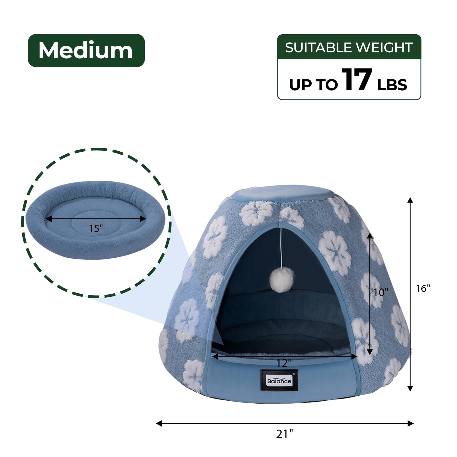 BALANCE cat bed sturdy structure blue ensures lasting shape and spacious resting area