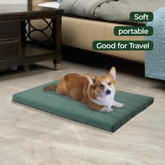 BALANCE dog crate bed nonskid bottom keeps the mat secure on floors.