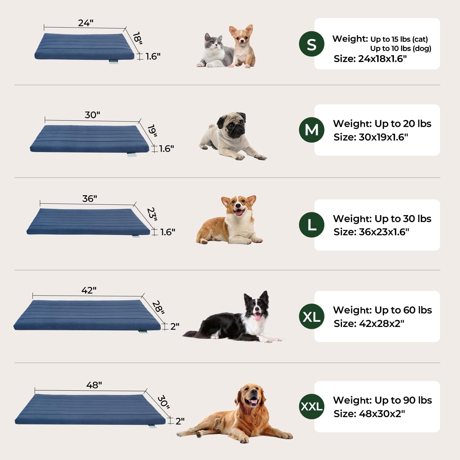BALANCE dog crate bed available in multiple sizes for crates