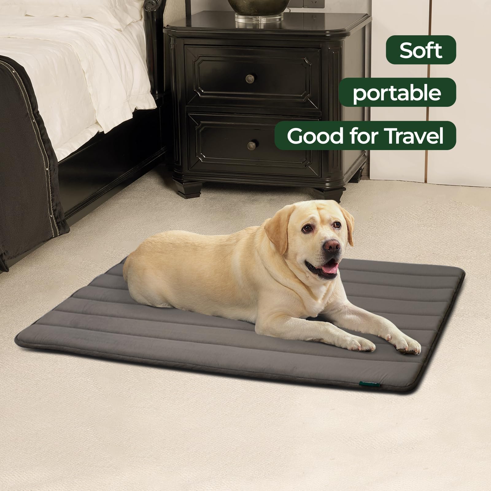 BALANCE Dog Crate Pad anti-slip base keeps mat steady during play and rest.