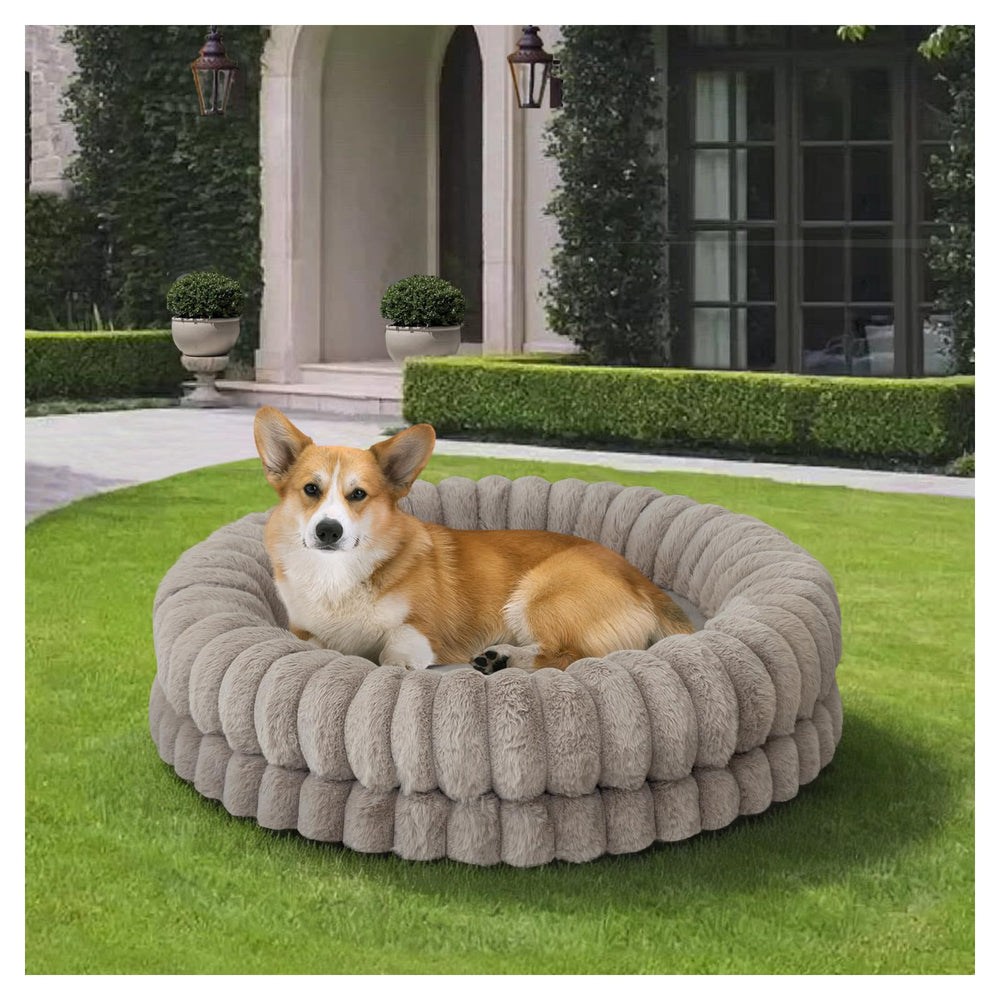 BALANCE Donut Bed 30in plush fabric close-up for cozy, non-shedding comfort.