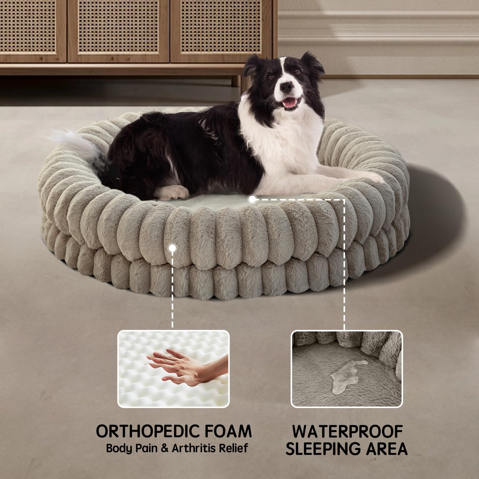 BALANCE Donut Bed anti-slip bottom keeps bed from sliding on smooth floors.