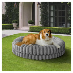 BALANCE donut bed round 36inch gray offers a plush resting spot for large dogs.