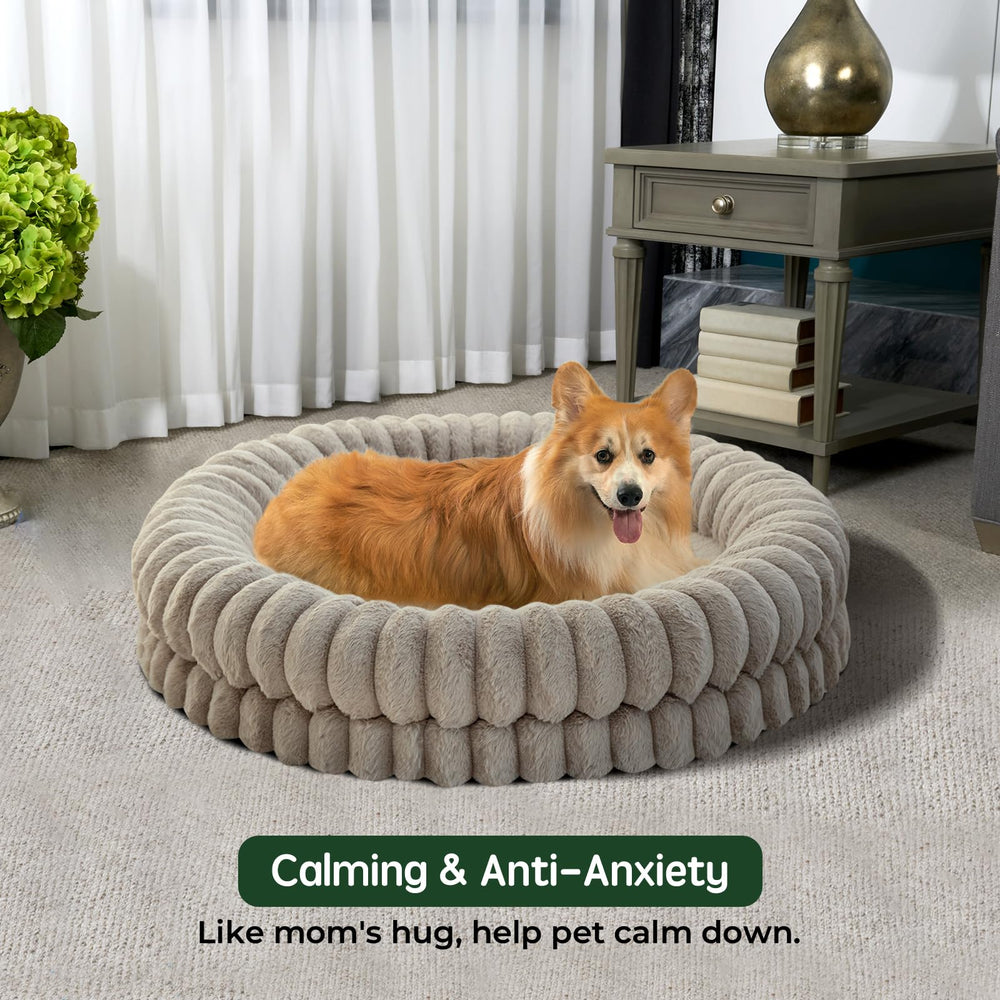 BALANCE Donut Bed soft luxury plush fabric offers plush comfort and easy cleaning.