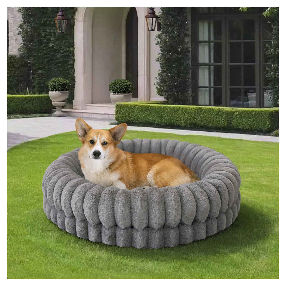BALANCE Luxury Donut Bed front view highlights cozy round design and plush comfort for resting pets.