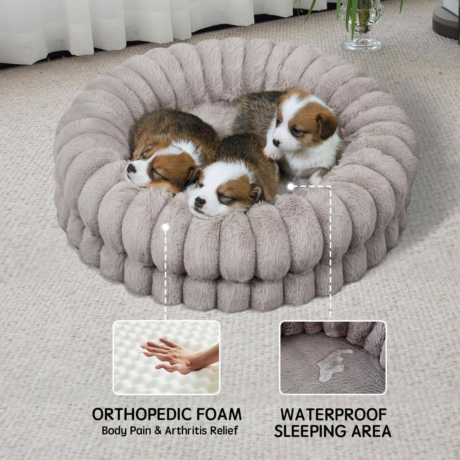BALANCE Donut Bed anti-slip bottom prevents sliding on tiled floors