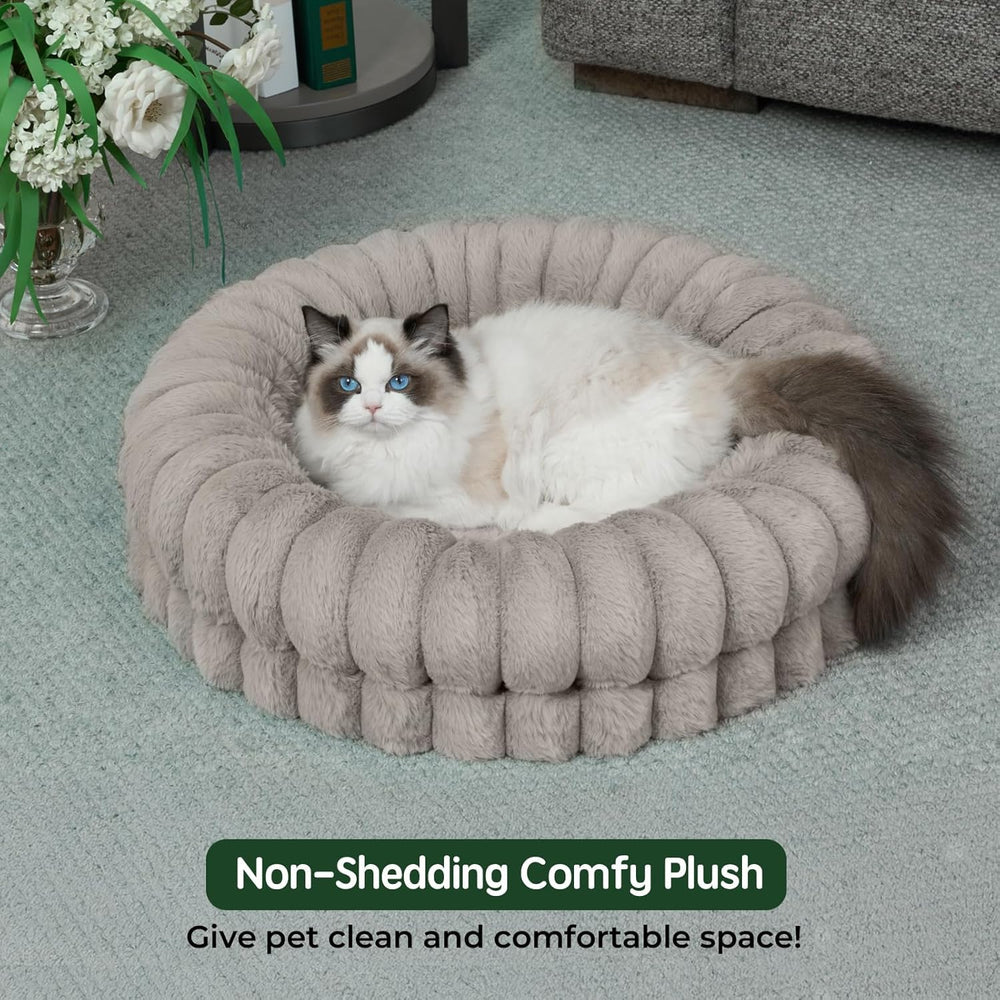 BALANCE Donut Bed plush fabric close-up highlighting non-shedding luxury texture for pets