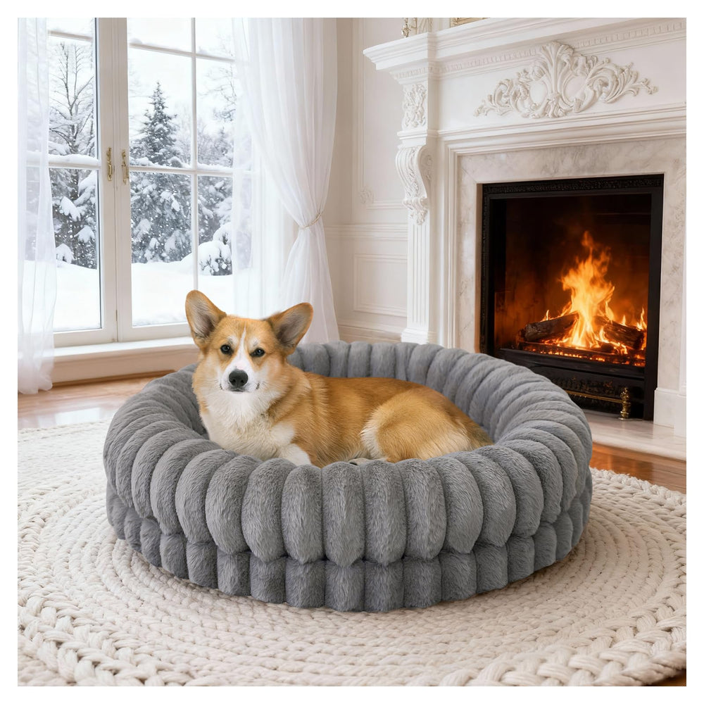 BALANCE Luxury Donut Bed soft gray finish complements home decor while providing cozy comfort.