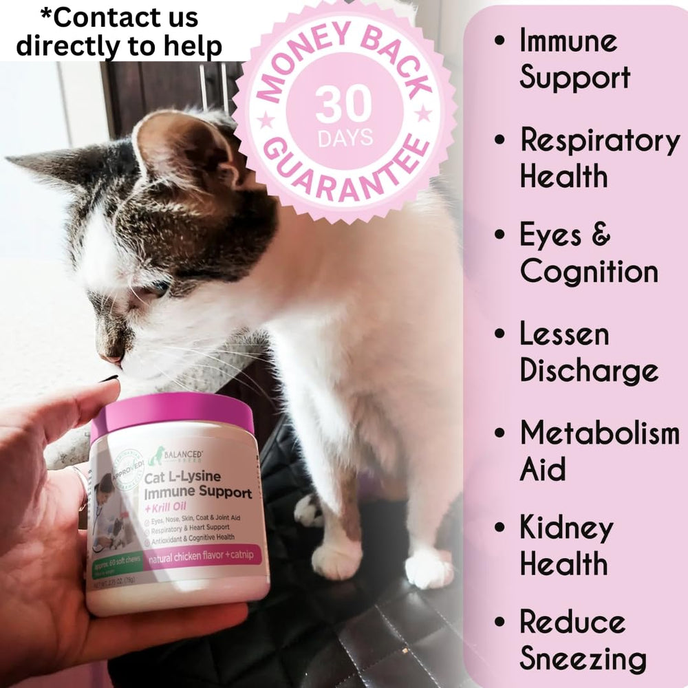 Balanced Breed packaging showing 30-day satisfaction guarantee for pet owners.
