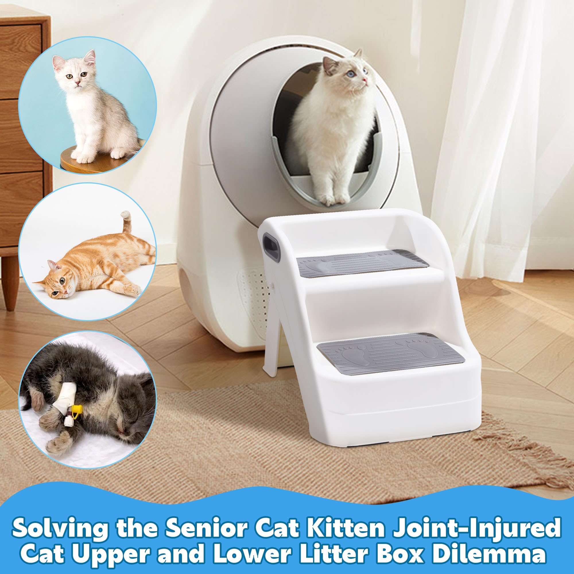 BALAPET Cat Ramp 11-inch height fits most automatic litter boxes.