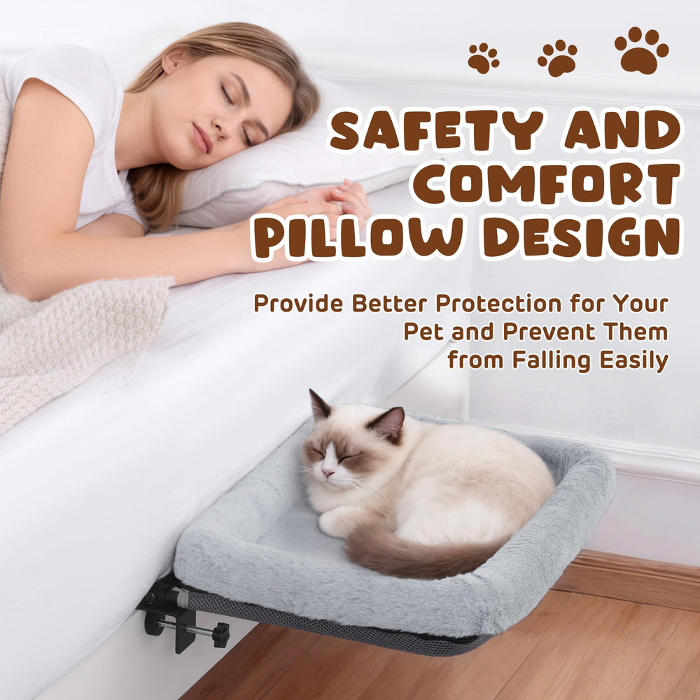 BALAPET Firm Bedside Cat Bed soft guardrail extension prevents bumps and aids curling