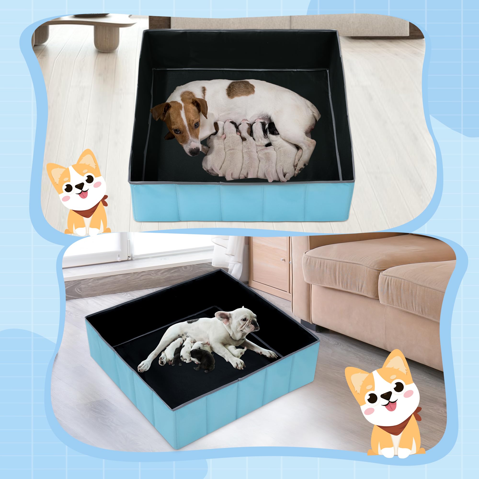BALAPET Whelping Box with waterproof bottom helps contain messes